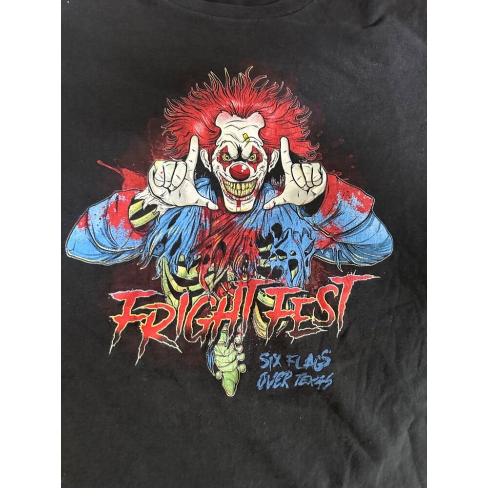 Six Flags Over Texas Fright Fest Clown T-Shirt Delta Pro Weight Adult XL Black - Picture 2 of 8